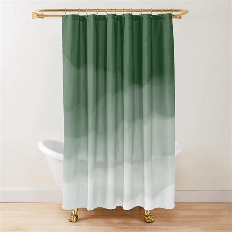 Yanyan Art Shower Curtain Bathroom Sage Green Watercolor Ombre Fabric Polyester