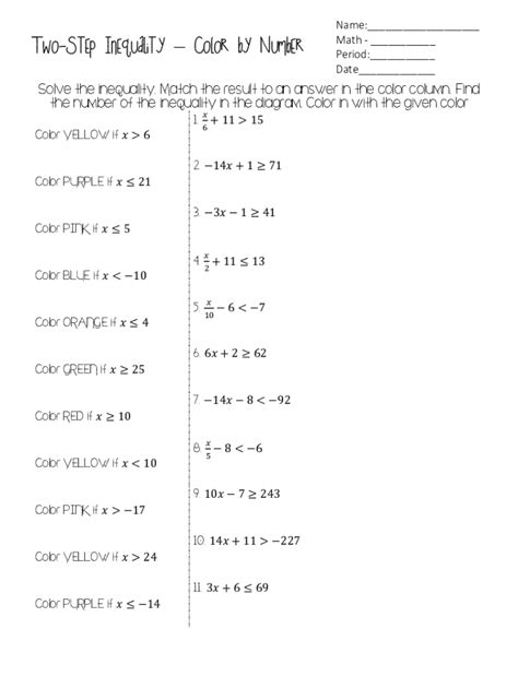 Fillable Online Solving Two Step Inequalities Worksheet Answer Key Fax Email Print Pdffiller