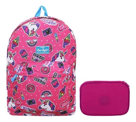 Bolsa Escolar Feminina Unicornio Costas Estojo Jumbo Mercadolivre