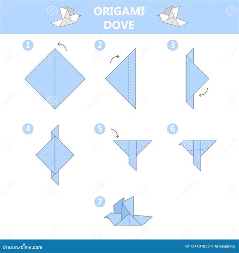 How To Make an Origami Dove Guide. Stock Vector - Illustration of japan ...