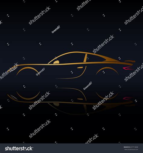 Yellow Sports Vehicle Silhouette On Black Stock Vector (Royalty Free ...