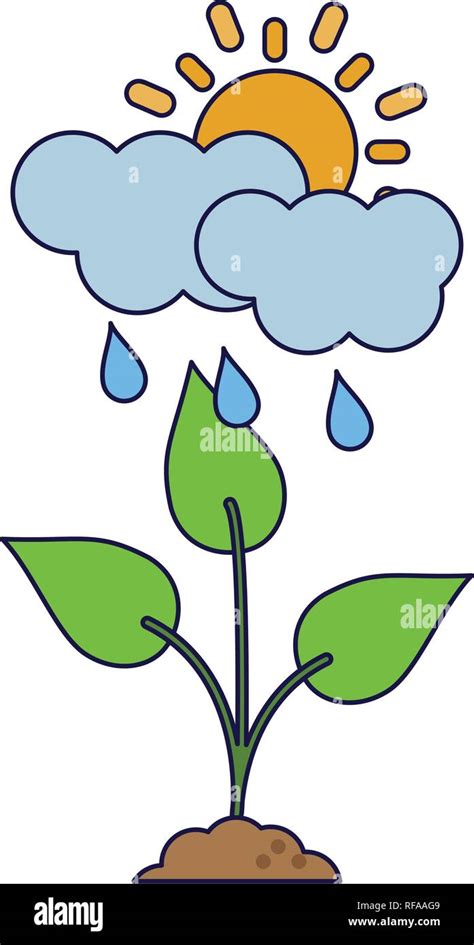 Ecolog A Planta Con Nubes Y Sol Imagen Vector De Stock Alamy