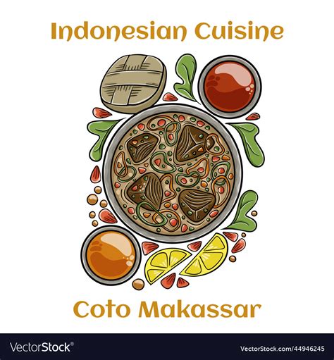 Coto makassar indonesia traditional food it made Vector Image