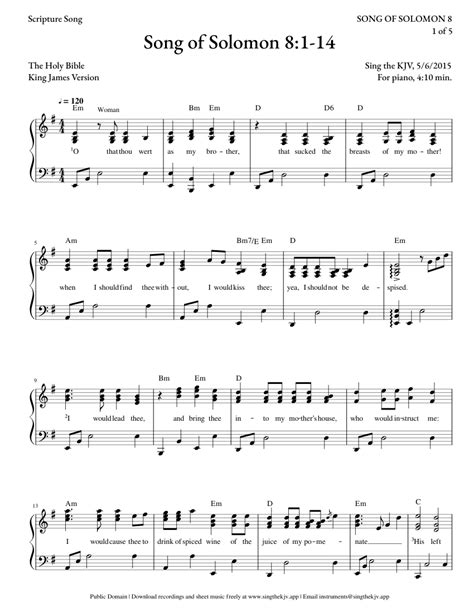 Song of Solomon 8:1-14 Scripture Song Sheet music for Piano (Solo) | Musescore.com