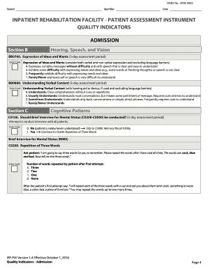 Fillable Online Cms Irf Patient Assessment Instrument Irf Patient