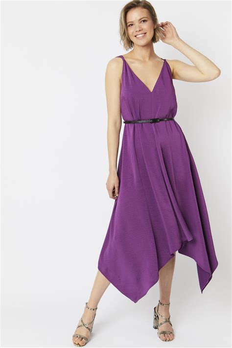 Silk Blend Hanky Hem Dress