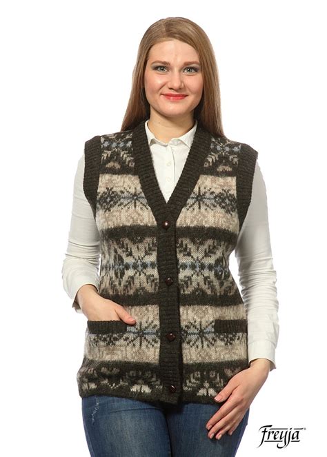 Icelandic Wool Buttoned V Neck Vest For Women Made In Canada Freyja