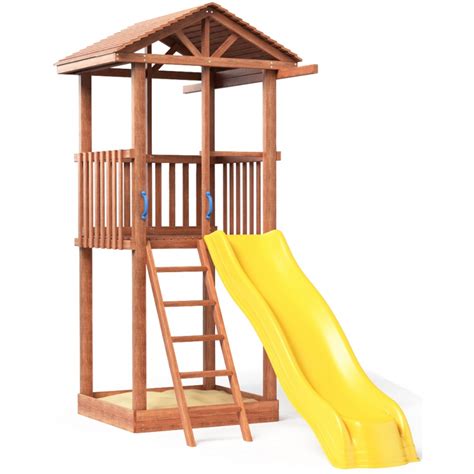 Игровой комплекс Tower с горкой СГ1 и деревянной крышей — купить с ...