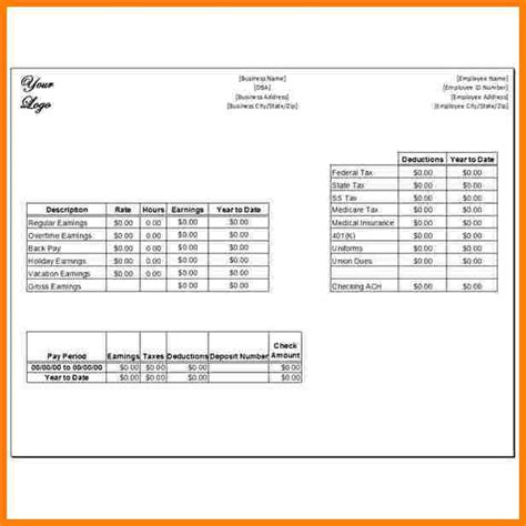 1099 Employee Pay Stub Template