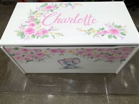 Elephant Toy Box Hand Painted Toy Boxes Toy Chests Etsy