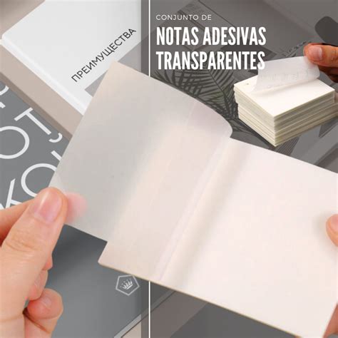 Kit 2 Blocos Adesivo Transparente 50 Folhas 50PCS Conjunto De Notas