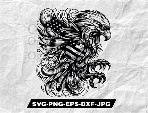 Flying Eagle With Usa Flag Svg Png Files Patriotic Clipart Vector