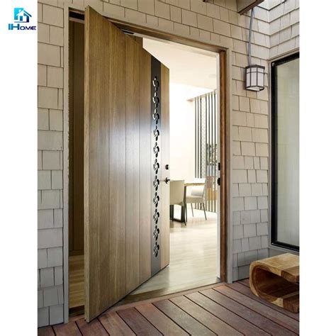 Customized Front Main Entrance Solid Wood Door With Glass Sidelights