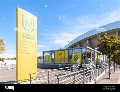 Entrance of the official store of the FC Nantes football club outside ...