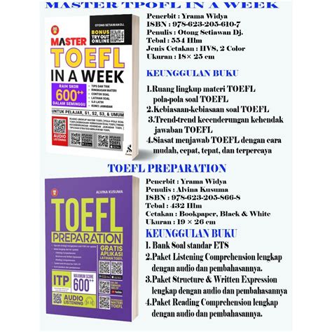 Jual Buku Master Toefl In A Week Buku Toefl Preparation Shopee Indonesia