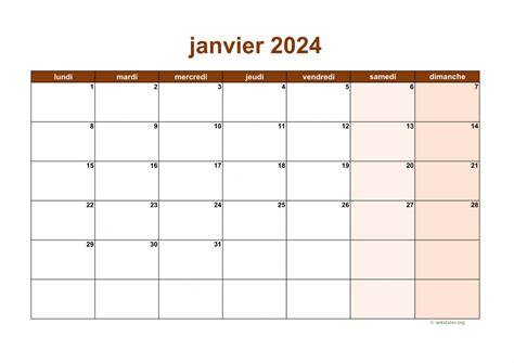 Calendrier 2024 à imprimer WikiDates org