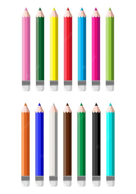 Premium Vector Set Of Colored Pencils Vector Illustration