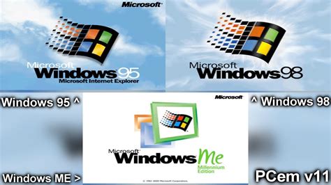 Windows 95 Vs 98 Vs Me Startup Pcem V11 Youtube