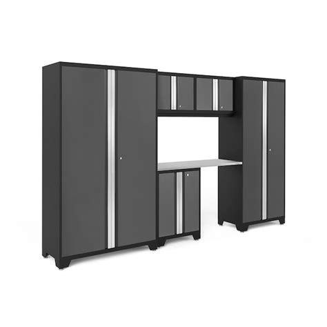 Newage Products 126 In W X 76 75 In H 5 Cabinets Steel Charcoal Gray Garage Storage System 55227