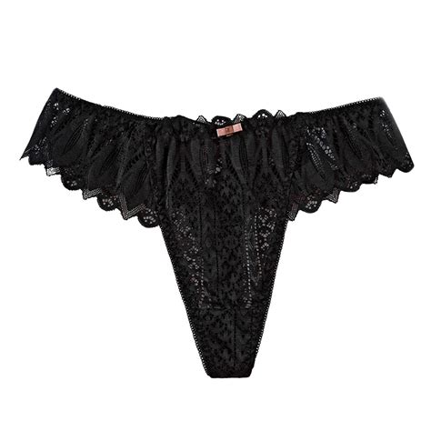 Qyzeu Womans Underwear Low Rise Pleated Sexy Lace Bikini Panties Solid Color Breathable Thong