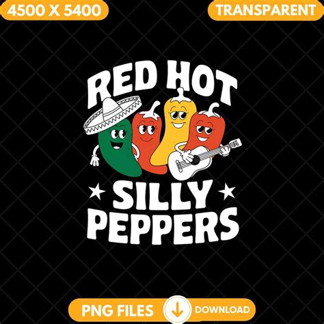 Red Hot Silly Peppers Png Funny Humorous Chili Pepper Design For Shirts Mugs Sublimation
