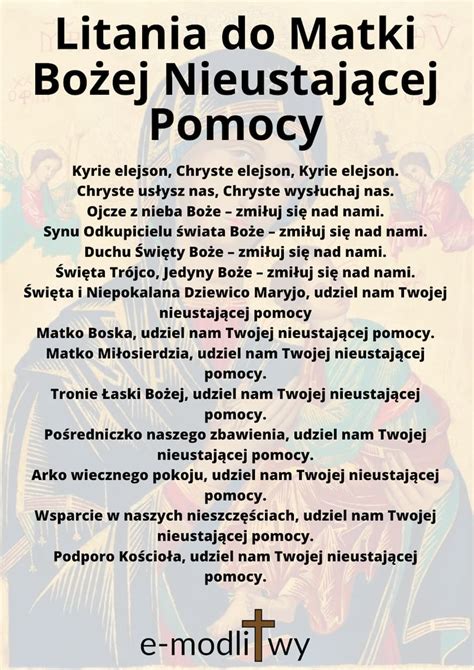 Litania Do Matki Bożej Nieustającej Pomocy E modlitwy