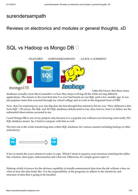 PDF SQL Vs Hadoop Vs MongoDB