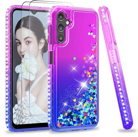 AROYI 3 En 1 Coque Compatible Avec Samsung Galaxy A14 5G Glitter Avec 2