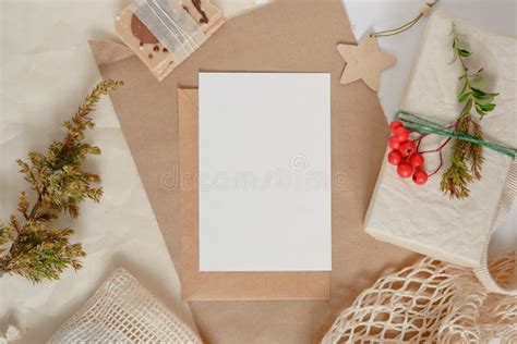 Christmas Zero Waste Mockup Card Eco Friendly Packaging Ecological