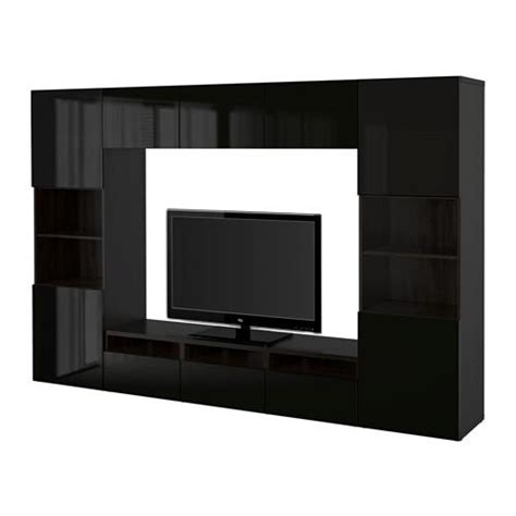 Best Meuble Tv Combinees Portes En Verre Noir Brun Selsviken