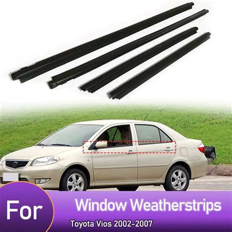 4PCS Car Outer Door Windows Rubber Weatherstrip For Toyota Vios 2002