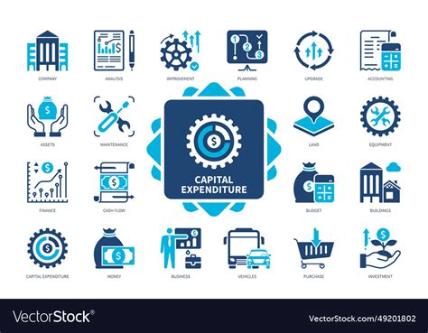 Capital Expenditure Solid Icon Set Royalty Free Vector Image