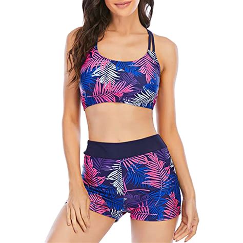 Sexy Hei E Hoch Taillierte Bikini Set Badeanzug Frauen Blatt Druck Push