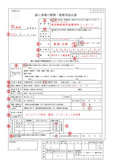 個人事業の開業届出書の書き方 個人事業ドットコム