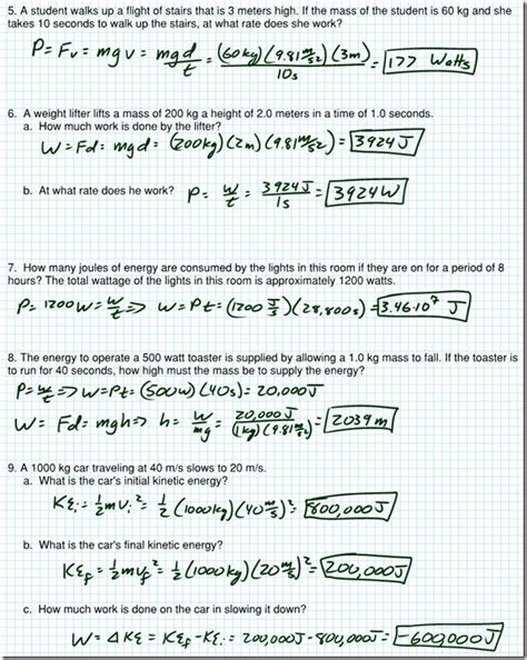 50 Work Power Energy Worksheet