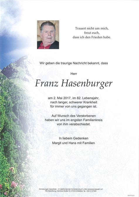 Parte F R Franz Hasenburger Pax Requiem