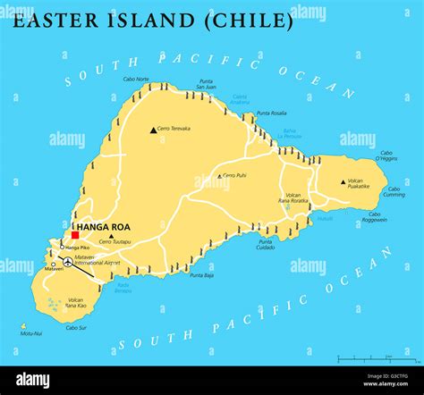 Easter Island political map with capital Hanga Roa, important places ...