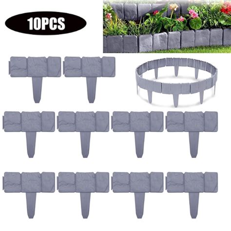 Garden Lawn Edging Plant Border Pack Grey Stone Effect Plastic