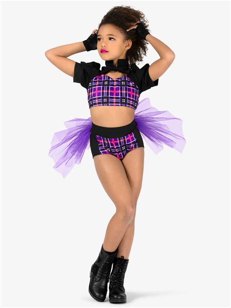 Girls 2 Piece Plaid Dance Costume Set Elisse By Double Platinum