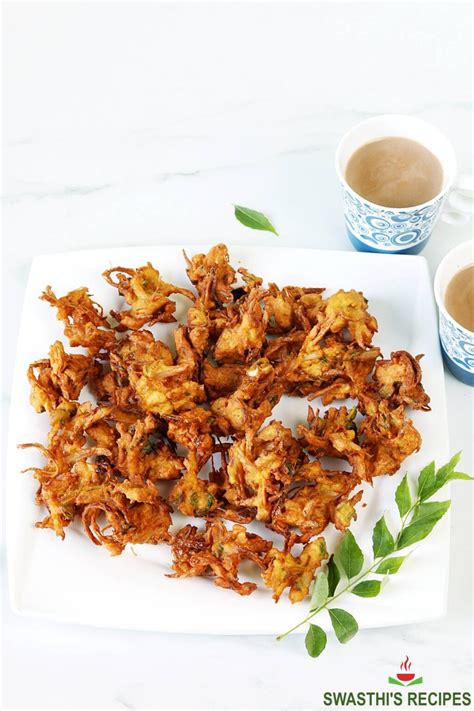 Onion Pakoda Recipe Onion Pakora Swasthi S Recipes