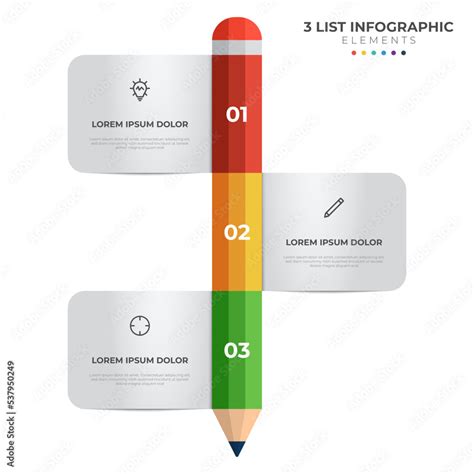 Colorful Pencil Diagram Infographic Element Template Vertical Row