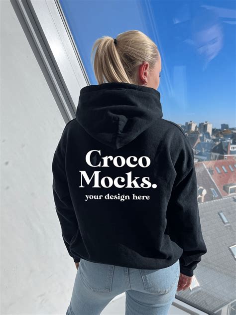 Gildan 18500 Mockup Black Hoodie Mockup Model Oversized Etsy