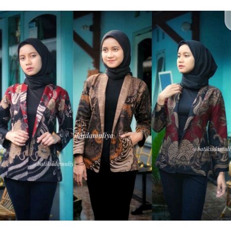 Jual Baju Batik Blazer Blouse Outer Seragam Kerja Seragam Kantor Model