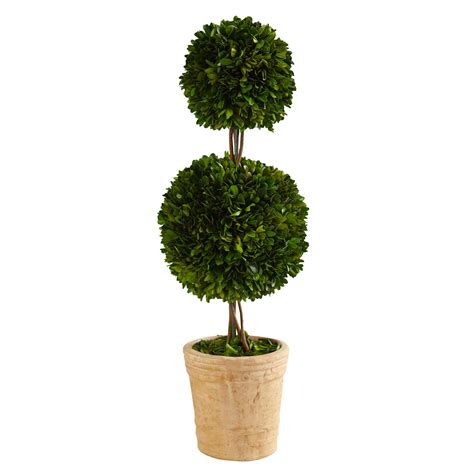 Nearly Natural Artificial Preserved Boxwood Double Ball Topiary