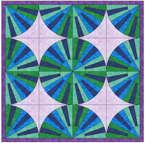 Silk Rainbow Fan Quilt Template Quilting Block Pattern Pdf Etsy