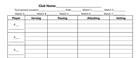 Volleyball Stats Sheet Template