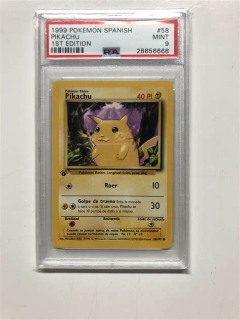 Toys Hobbies Pokemon PSA 9 Shadowless Yellow Cheeks Pikachu From Base