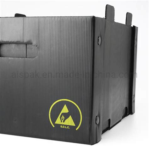 Black ESD Conductive PP Corrugated Tote Box Corrugated Plastic Sheets