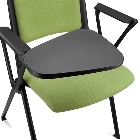 Chaise Visiteur Carina Avec Tablette Pi Tement Noir Tissu Vert