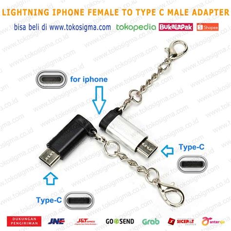 Jual LIGHTNING IPHONE FEMALE 8 PIN TO USB 3 1 TYPE C MALE CONVERTER